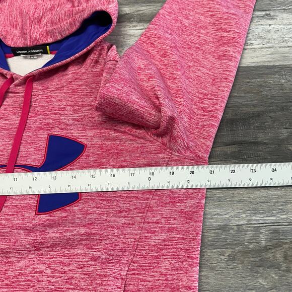 Under Armour‎ Pink Blue Womens M Loose Big Brand Logo Oversized Pullover Hoodie - Picture 6 of 8
